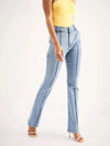 Women Ice Blue Mid Rise Boot Cut Jeans