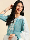 Women's Teal Printed Kurta Set-BCSK-1458-Teal