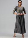 Women's Grey Floral Anarkali Kurta-GW2282-Grey