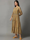 Women's Olive Printed Fit and Flare Kurta-BCCK-895-Olive