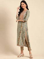 Women's Multicolour Printed Straight Kurta-GW-2682-Multi