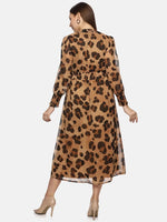 Animal Print Smocked Waist Midaxi Dress-17360