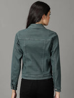 Women's Teal Solid Open Front Jacket-GZ-5577-1-Teal