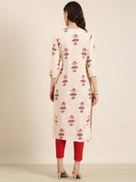 Women Peach Floral Straight Kurta-NJ-3700325-Peach