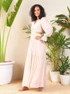 Women Taupe Waist Cut-Out Maxi Dress