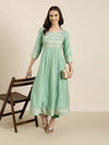 Women Green Floral Anarkali Kurta-RF-1961-Green