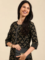 Women's Black Printed Kurta Set-SKC-7911-Black