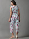 Women's Sea Green Printed Jumpsuit-AE-15023-Seagreen