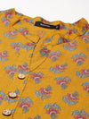 Women's Mustard Printed Straight Kurta-GW-500-3-Mustard