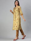 Women's Mustard Printed Kurta Sets-SKC3173-Mustard