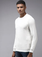 Men White Solid Sweatshirt-EX-2260-White