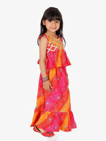 BownBee Girls Pure Cotton Frill Lehenga Choli - Red