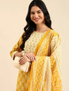 Women's Yellow Printed Kurta Set-BCSK-1506-Mustard