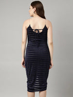 Women Navy Blue Striped Sheath Dress-AE-15942-Navyblue