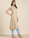 Women Cream Geometrical A-Line Kurta-AT-A873-Cream