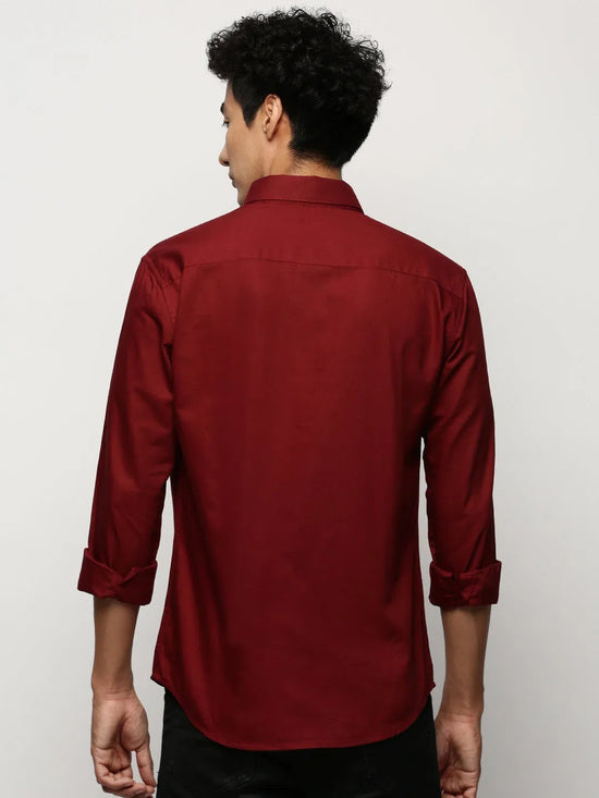 Men Maroon Solid Shirt-FAVORPLAIN-193-Maroon