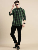 Men Black Checked Casual Shirt-GROVER-1116-Black