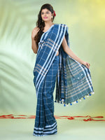 Sapphire Blue Cotton Soft Saree With Checkbox Designs-MA62CT331100056