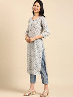 Women's Blue Printed Kurta Set-FS-1055-Blue