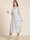 Women White Floral Anarkali Kurta-TF-123-White