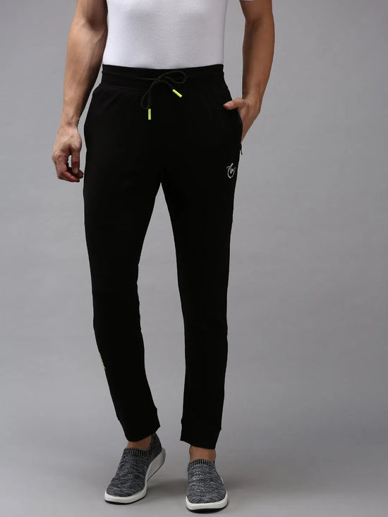 Men Black Solid Track Pant-TP-1113-Black