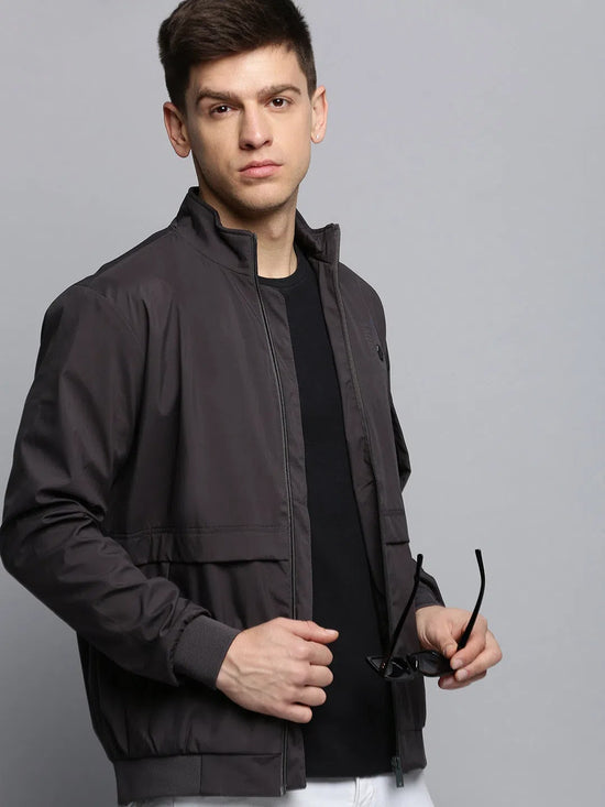 Men Grey Solid Casual Jacket-STCW-J-9-Grey