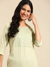 Women's Green Solid Straight Kurta-NJ-3382222-Green