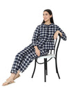 Smarty Pants Women's Brush Cotton White & Blue Color Checks Night Suit