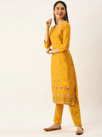 Women's Yellow Solid Kurta Sets-FS-1997-Mustard