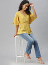 Women's Yellow Solid Tops-AE-10307-Yellow