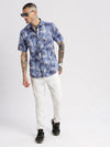 Men Spread Collar Floral Blue Casual Shirt-NAHAR-2156-Blue