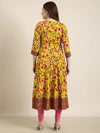 Women Anarkali Yellow Floral Kurta-AT-A1369-LG-Yellow