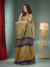 Beige Cotton Blend Handwoven Saree With Ghicha Pallu-MA50BCT06550104