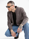 Men Mock Collar Grey Solid Bomber Jacket-ZD-3604-Grey