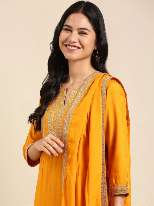 Women's Yellow Solid Kurta Set-RF-1870-Yellow