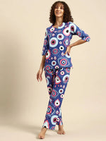 Kurta Pyjama nightwear Set in Blue Evil Eye Print