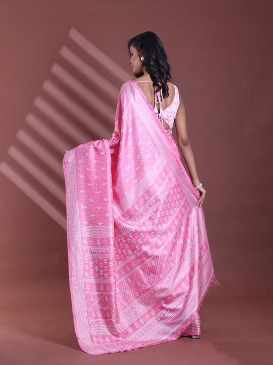 Pink Silk Soft Saree With Texture Print-MA60BSL01400059