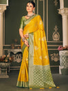 Saree Mall Women's  Blend Yellow Woven Design Designer Saree With Blouse Piece-TRISHA7904