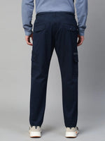 Genips Men's Navy Cotton Stretch Bahamas Cargo Fit Solid Cargo