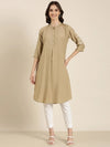 Women Beige Solid Straight Kurta-DF-1577-Beige