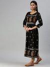 Women's Black Printed Straight Kurta-CR2229-Black