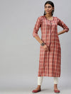 Women's Rust Checked Straight Kurta-SKC3175-Rust