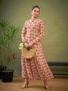 Women Beige Floral Anarkali Kurta