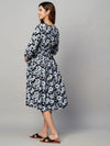 MomToBe Floral Printed Maternity A-Line Midi Sustainable Dress-1188mtbblkflowerd-l