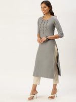 Women's Grey Solid Straight Kurta-SKC-3127-Grey