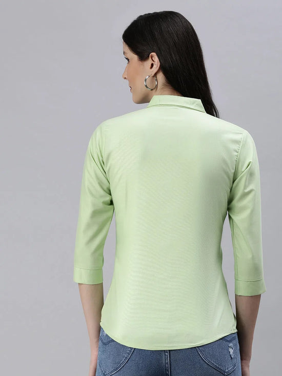 Women's Green Solid Shirt-AE-3331034-Green