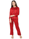 Smarty Pants Women's Silk Satin Maroon Color Night Suit