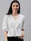 Women's White Polka Dots Top-SH-7162-White