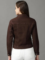 Women's Coffee Brown Solid Open Front Jacket-GZ-5577-Coffeebrown