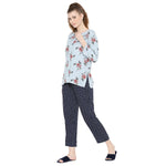 Smarty Pants Women's Cotton Checks & Floral Print Night Suit-SMNSP-815B-S